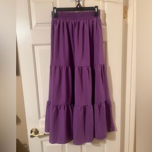 NWOT Women’s Purple High Waist Boho Festival Summer Tiered Maxi Skirt Size Small